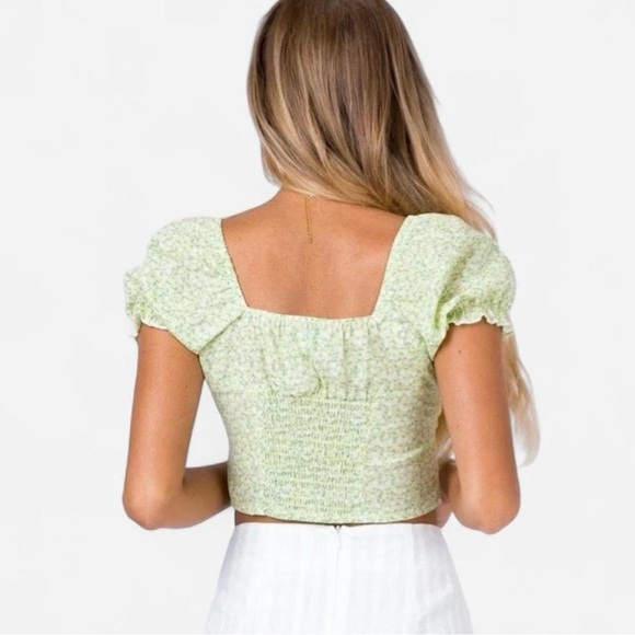 Princess Polly Laguna Green Floral Crop Top - Picture 2 of 6